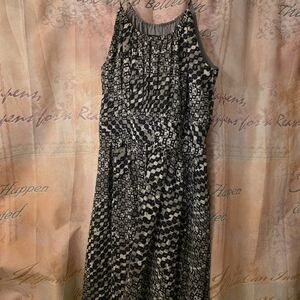 Banana Republic Black and Gray Patterned Women's Dress